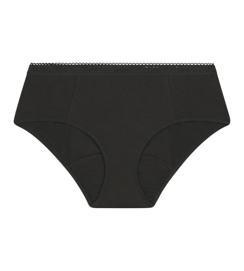 Menstruationsshorty aus Bio-Baumwolle Schwarz Sehr starke Blutung Dim Protect