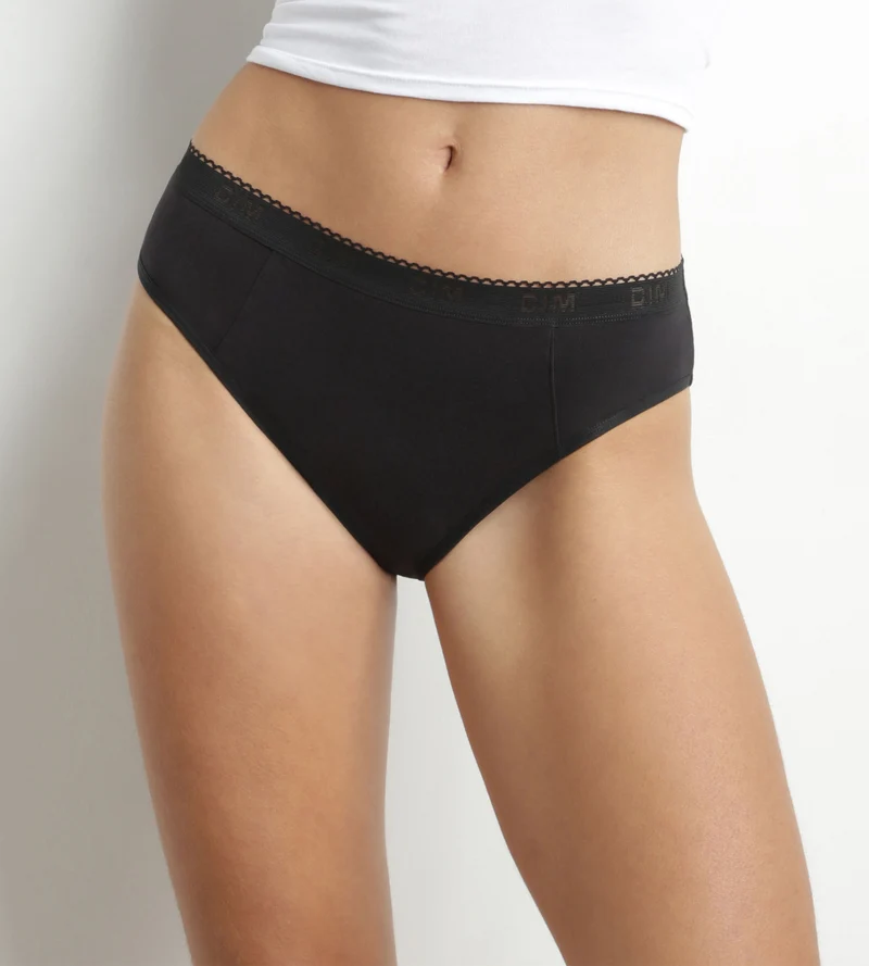 Waschbare Menstruationsunterhose aus Bio-Baumwolle Schwarz Sehr starke Blutung Dim Protect