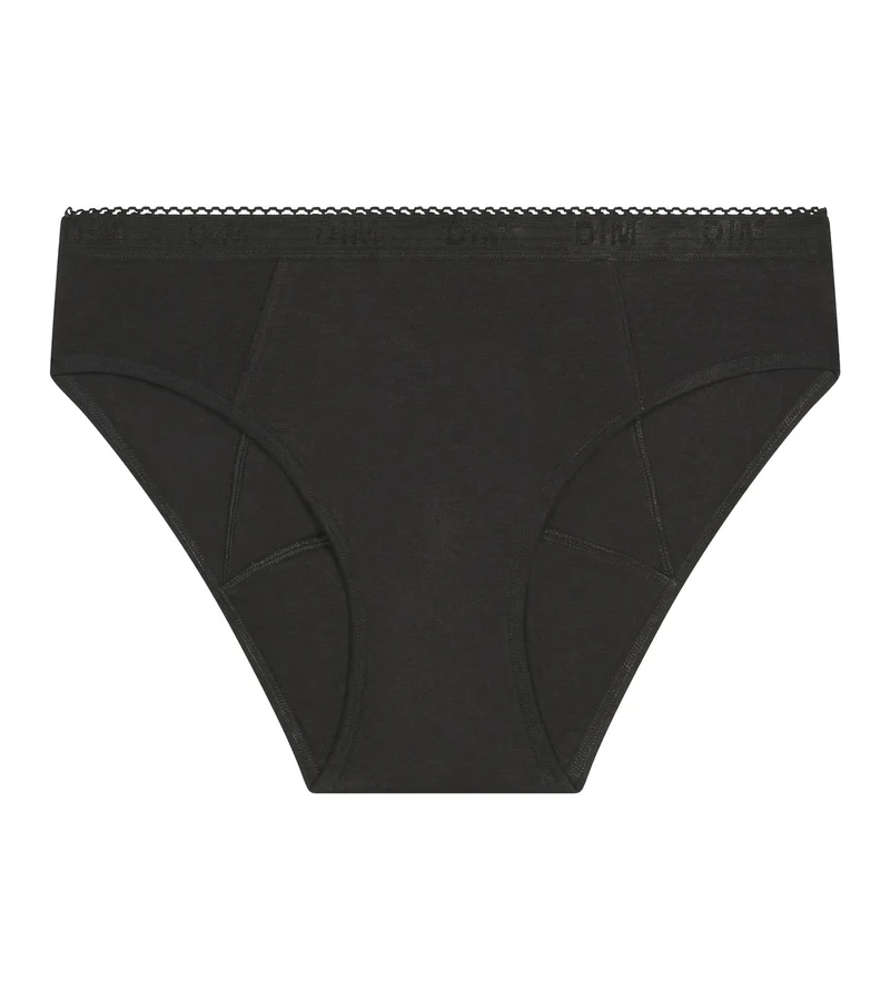 Waschbare Menstruationsunterhose aus Bio-Baumwolle Schwarz Sehr starke Blutung Dim Protect