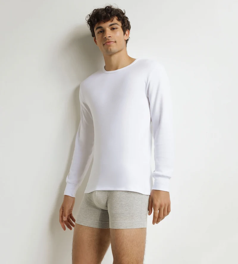 Weißes Herren-T-Shirt aus Baumwolle Dim Thermal