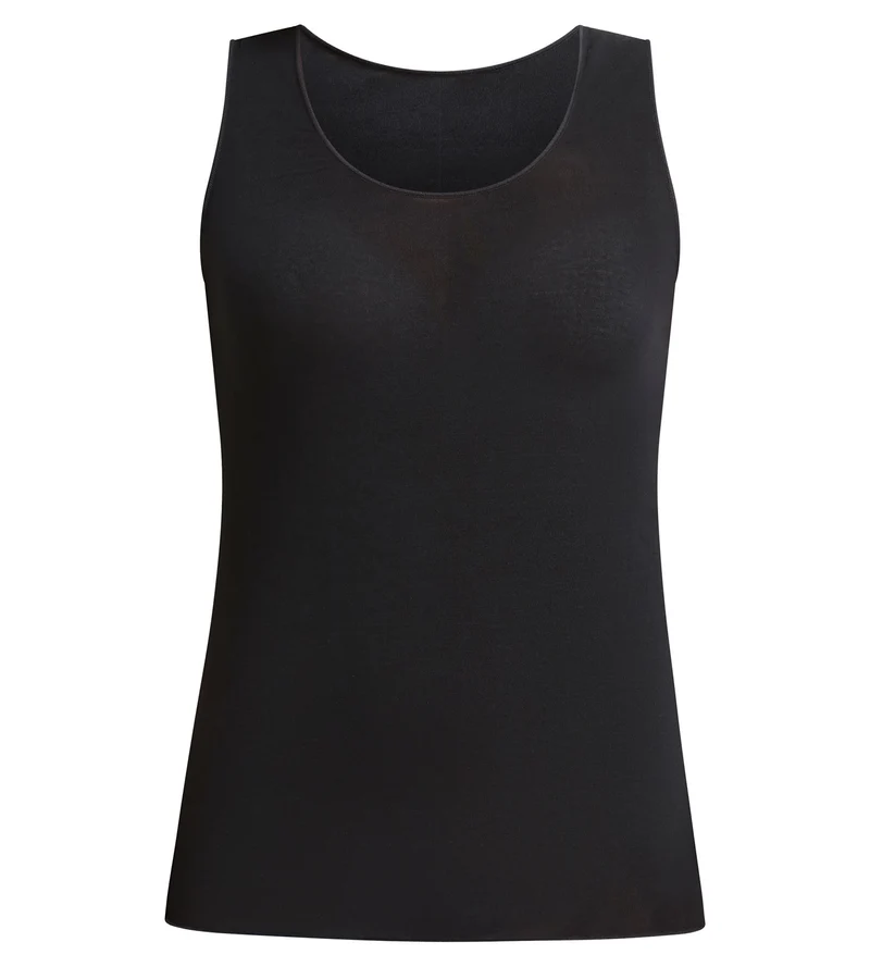 Damen-Tanktop aus Modal und Kaschmir Schwarz Light & Warm