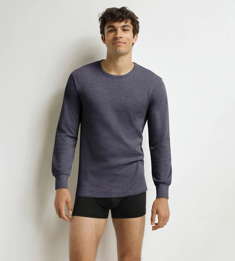 Blaugraues Herren-T-Shirt aus Baumwolle Dim Thermal
