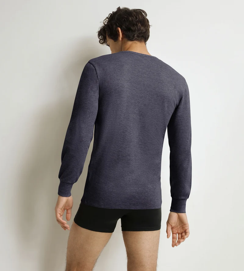 Blaugraues Herren-T-Shirt aus Baumwolle Dim Thermal