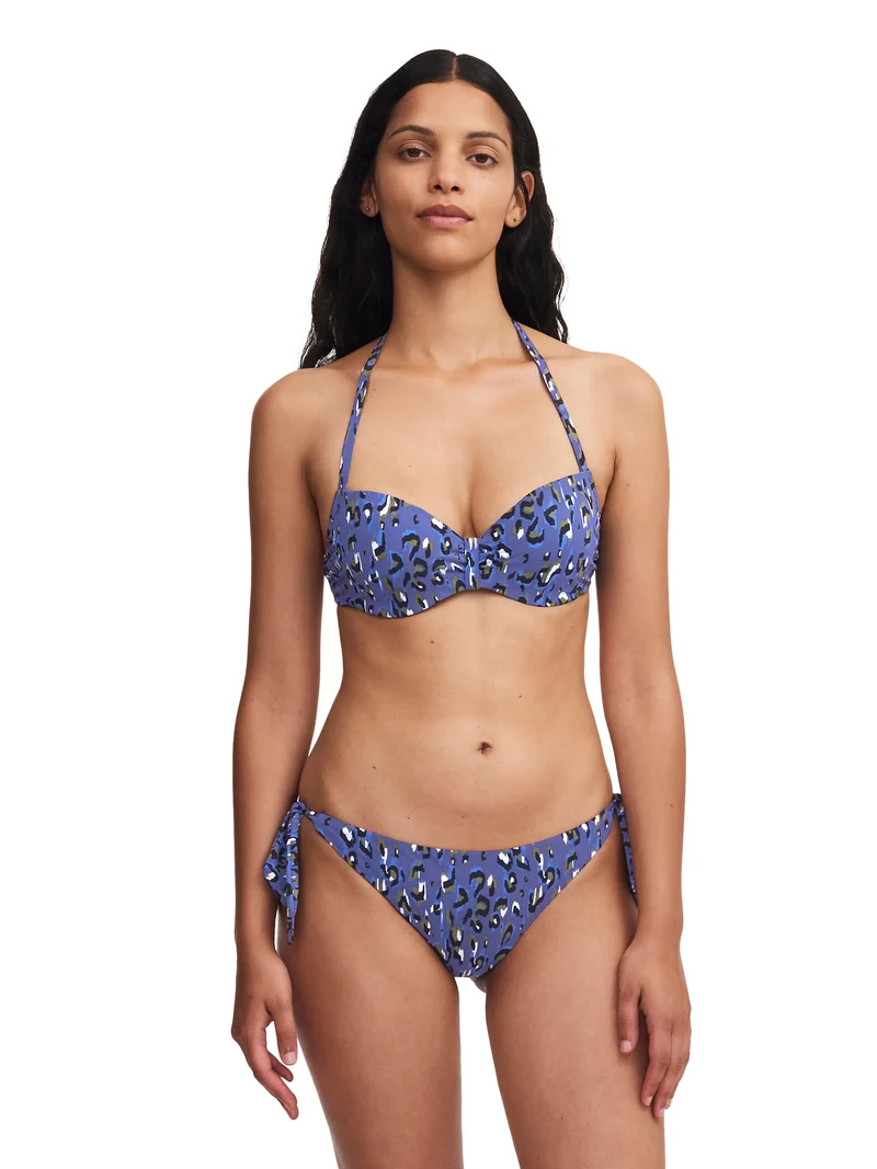 Chantelle Bademode – Eos Halbschalen-Memory-BH mit blauem Leopardenmuster