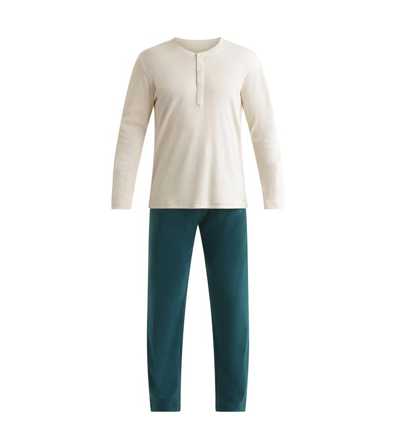 Pyjama-Hosen-Set für Männer Ivory Grün Dim