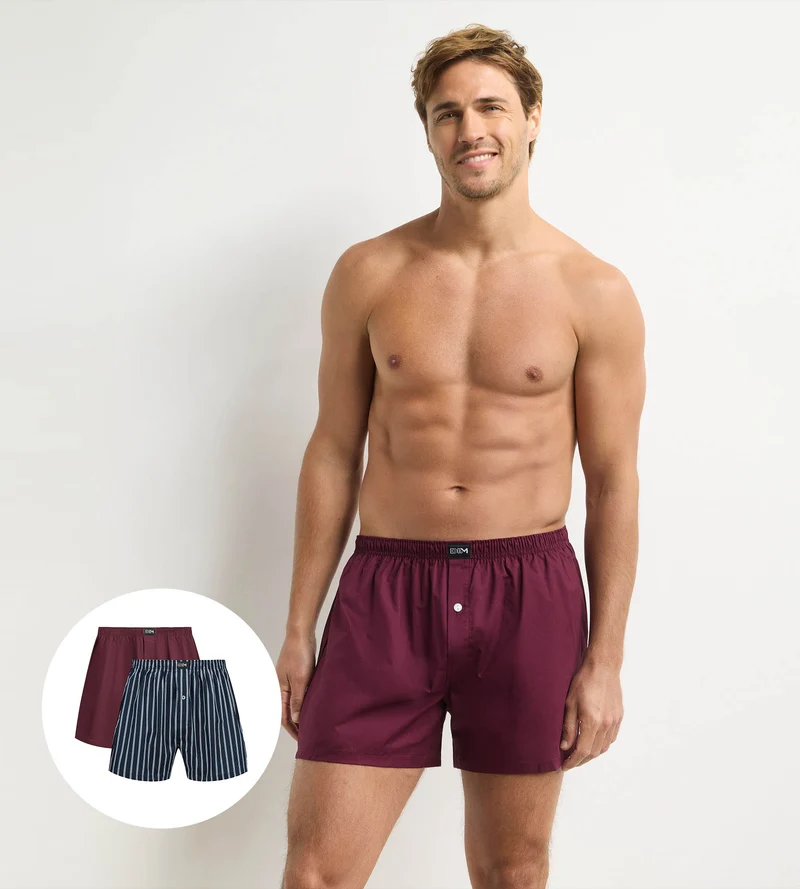 2er-Pack Unterhosen für Männer Blau gestreift Rot Baumwolle Stretch
