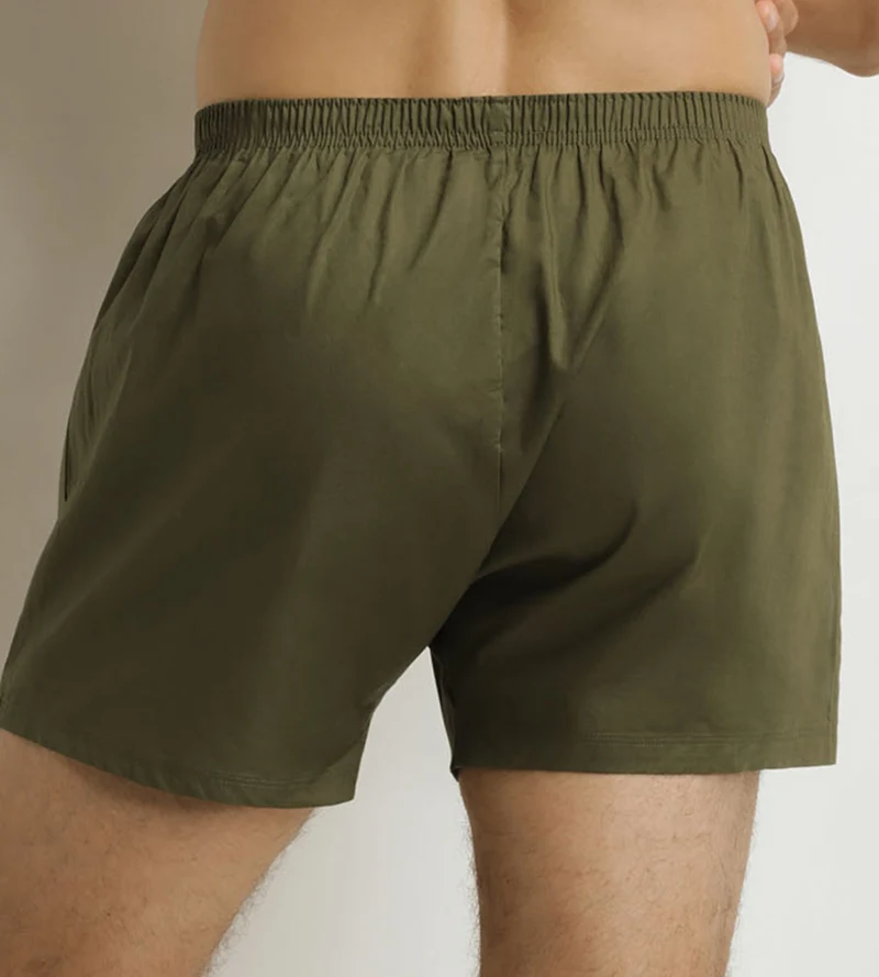 2er-Pack Boxershorts für Männer Beige gestreift Grün Baumwolle Stretch