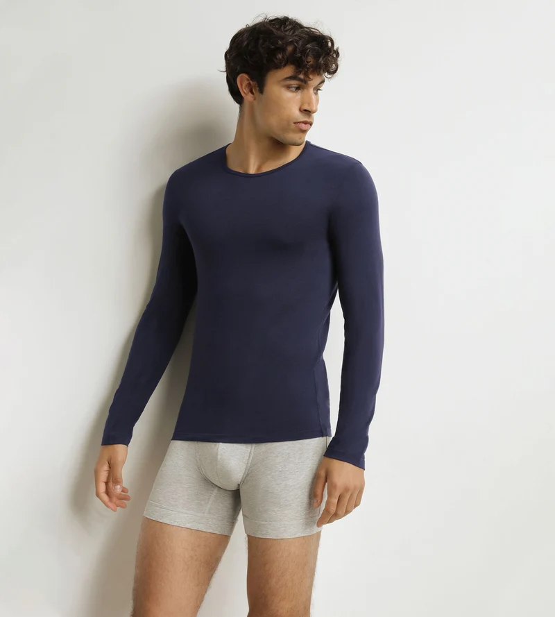 Herren-Langarmshirt Blau Dim Thermal