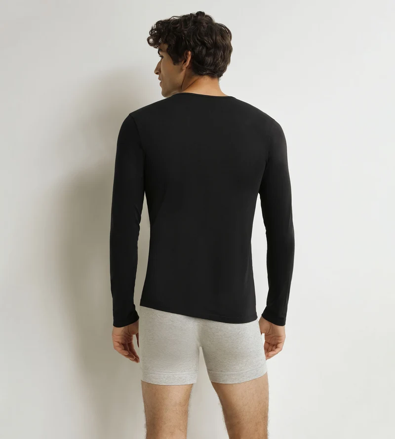 Herren-T-Shirt mit langen Ärmeln Schwarz Dim Thermal