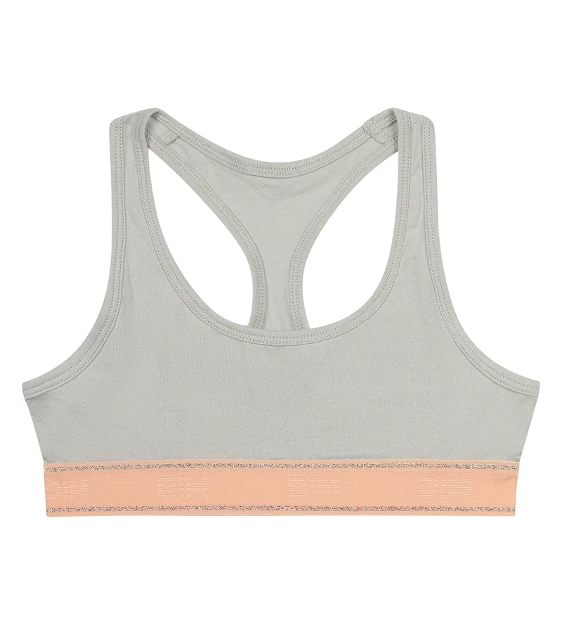 Mädchen-BH Grau und Rosa Dim Sport
