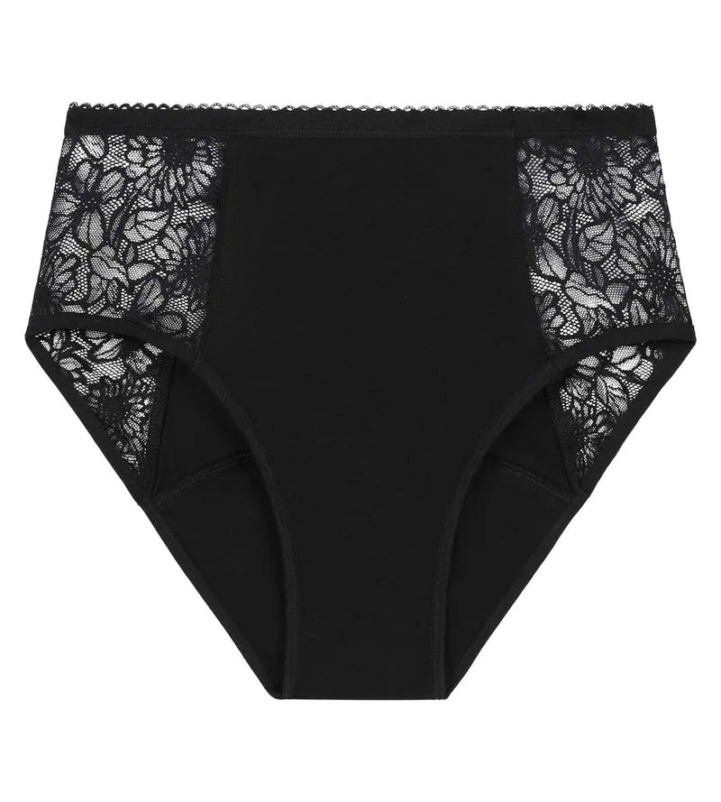 Menstruationshöschen sehr reichlicher Fluss schwarz mit Blumen Dim Protect