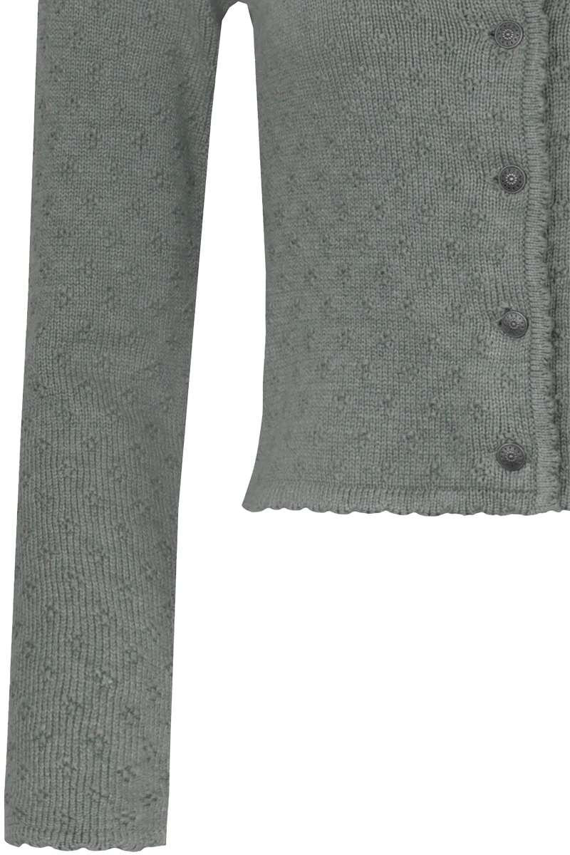 Damen Trachten-Strickjacke mit Blütenstruktur - salbei melange