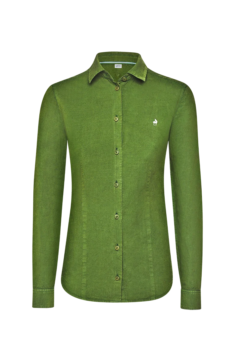Bluse mit kontrastreicher Gamsstickerei