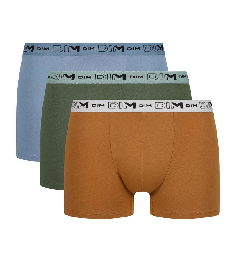 3er-Pack Herren-Boxershorts Khaki Ocker Blau Bio-Baumwolle Stretch
