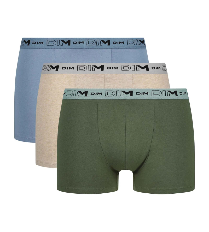 3er-Pack Herren-Boxershorts Beige Blau Khaki Baumwolle Stretch Bio
