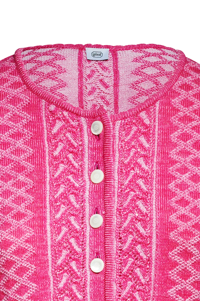 Plattierte Strickjacke mit Brokatmuster