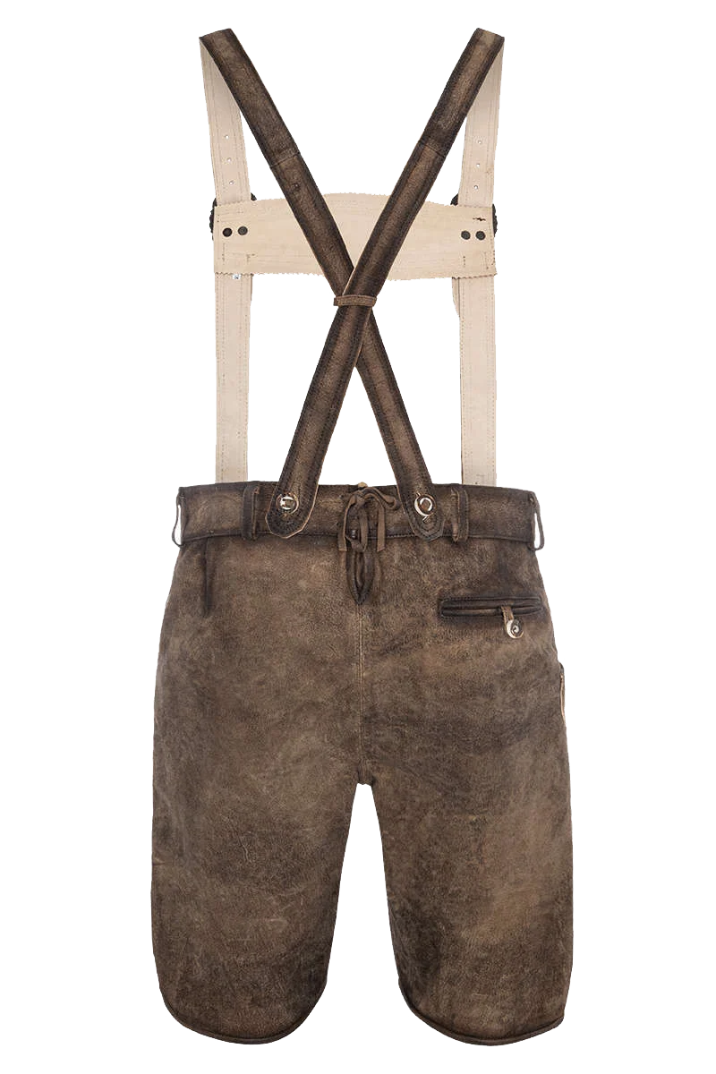 Premium-Lederhosenset kurz mit Gürtel+Träger hellbraun