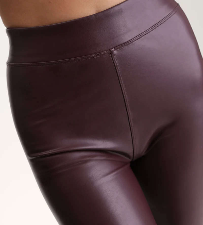 Damen-Leggings in Lederoptik Bordeaux Relax & Go