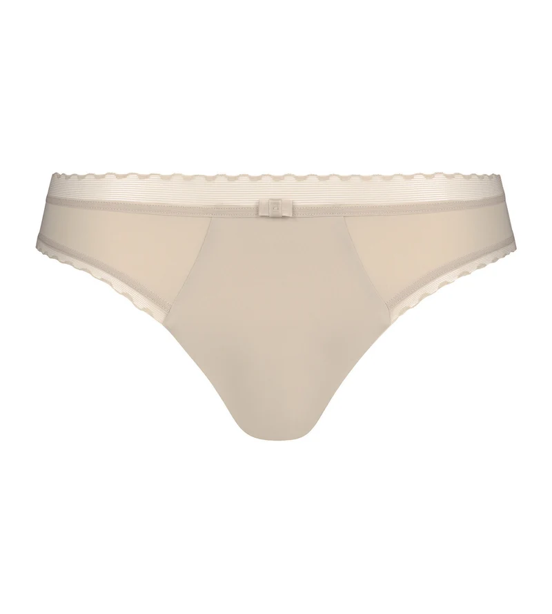 Nuderfarbener Slip aus Mikrofaser und Tüll - Dim Daily Confort