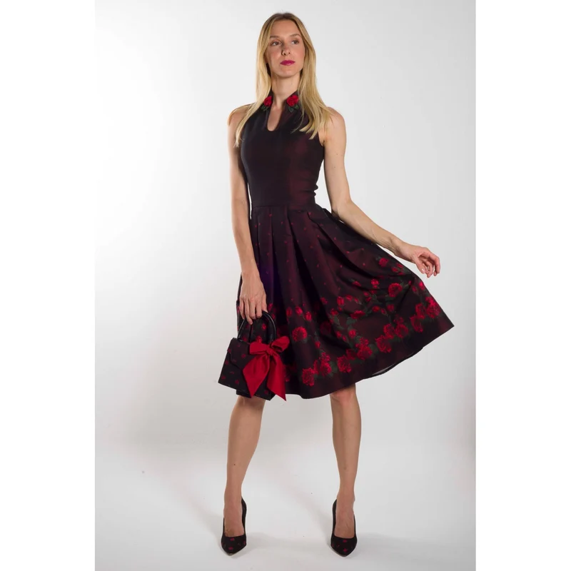Kleid 12W012KU in schwarz/rot