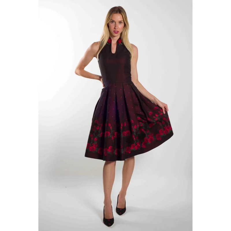 Kleid 12W012KU in schwarz/rot