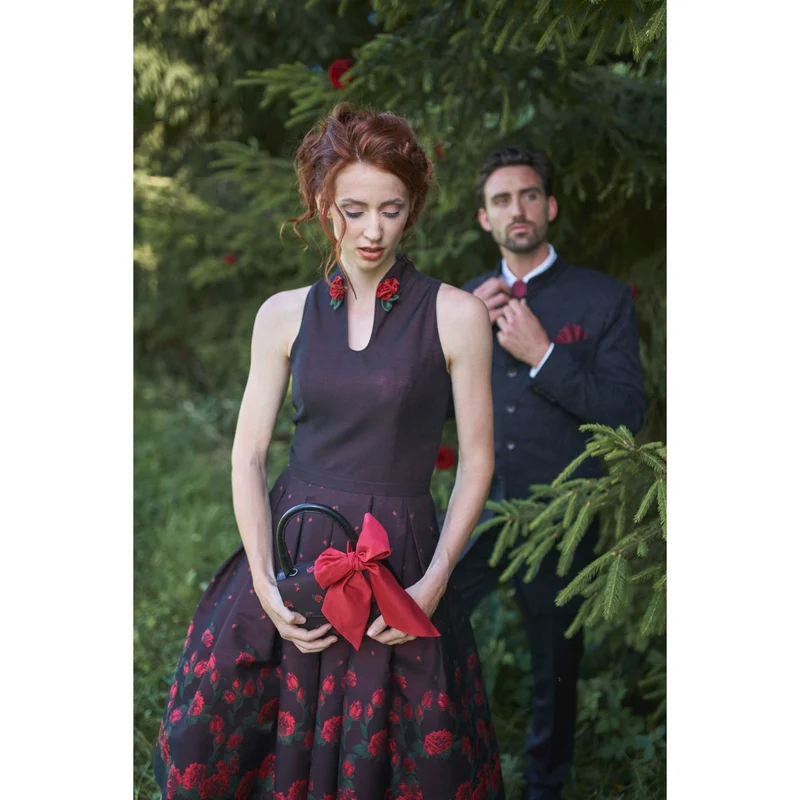 Kleid 12W012KU in schwarz/rot