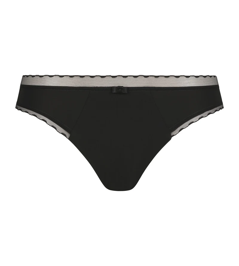 Schwarzer Slip aus Mikrofaser und Tüll - Dim Daily Confort