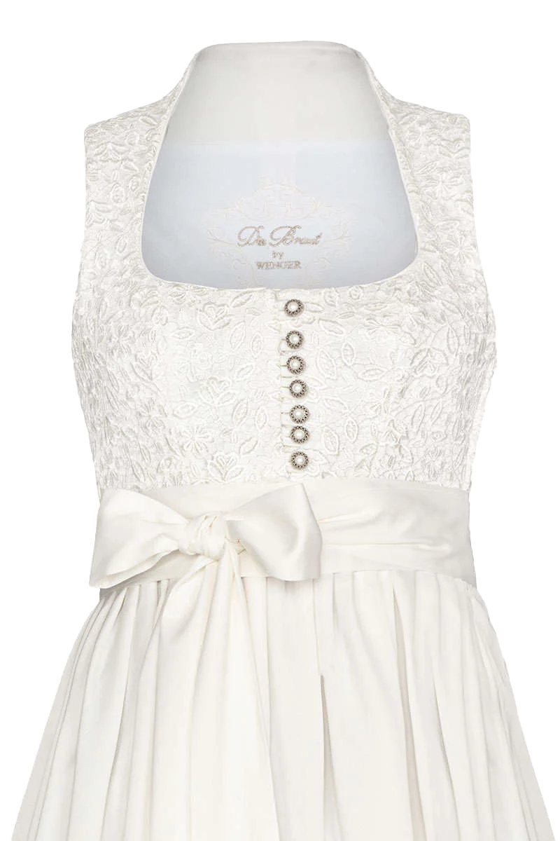 Umstands-Brautdirndl Kleid mit Schneewittchenkragen