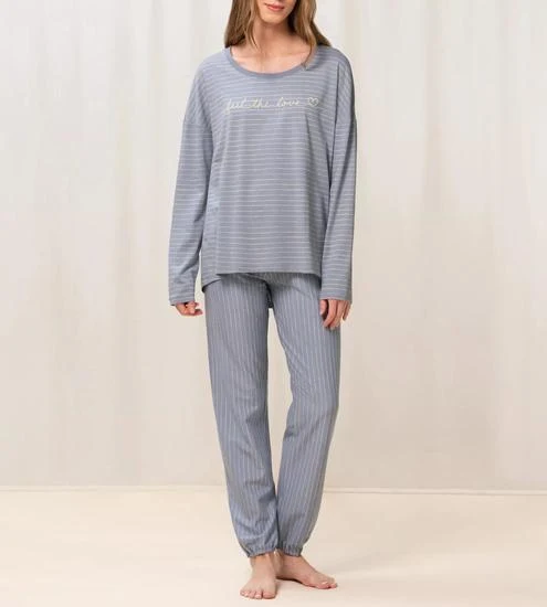 Triumph Sets Pyjama (Strickware) Langarm 10 CO/MD light grey melange