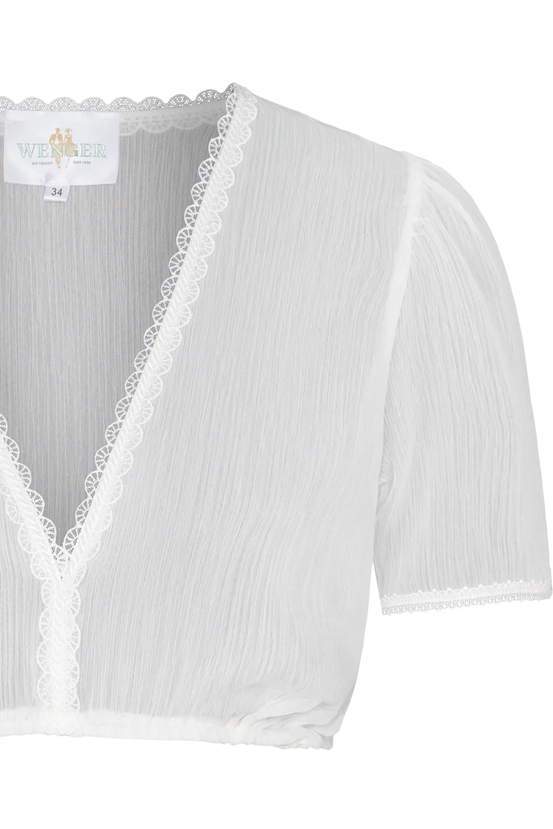 Dirndlbluse mit Kurzarm und Spitzenborte