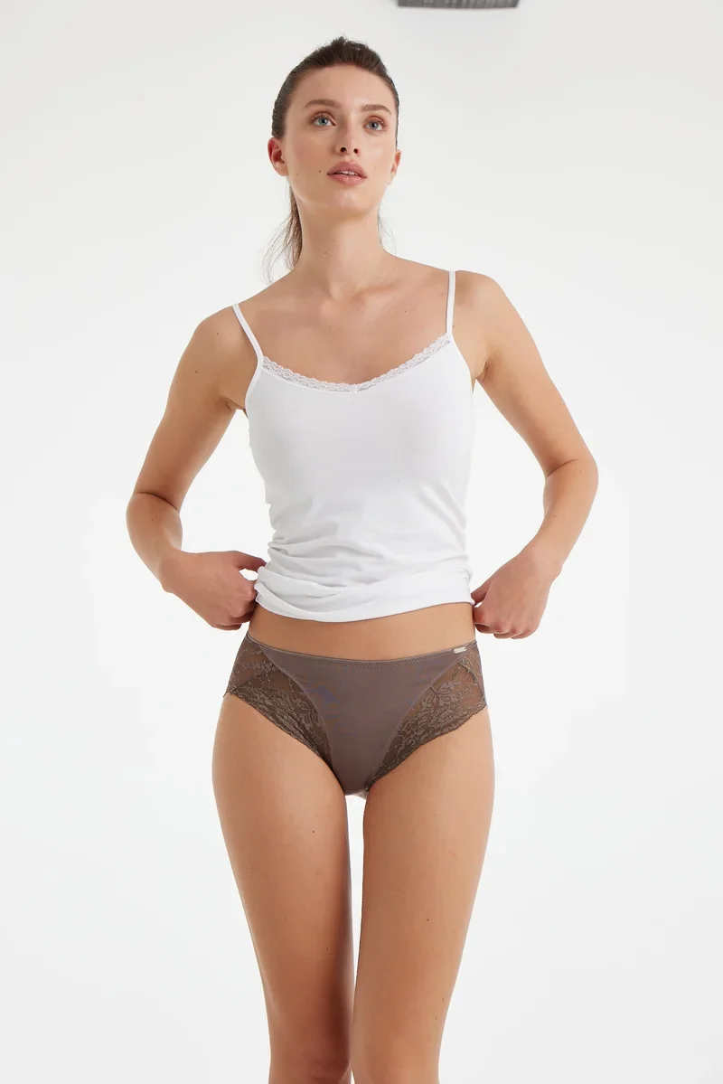 Blackspade - Comfort Classics Maxi-Slip mit Spitze Kakao