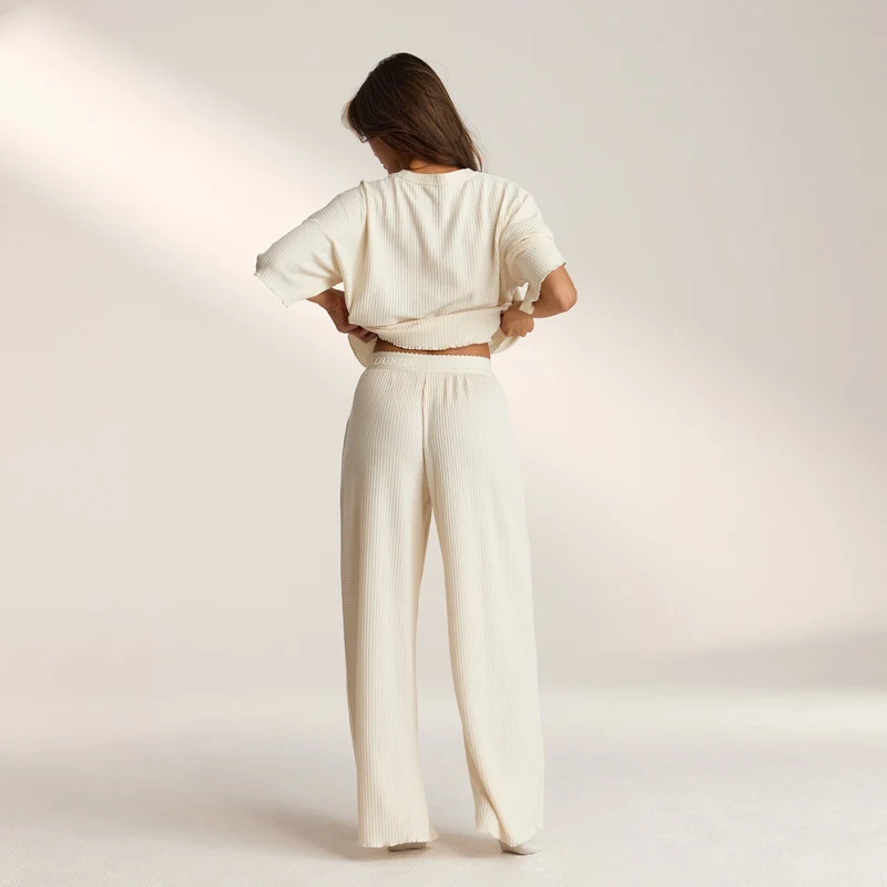 Soft Waffle Pyjama-Hose - Crèmefarbe