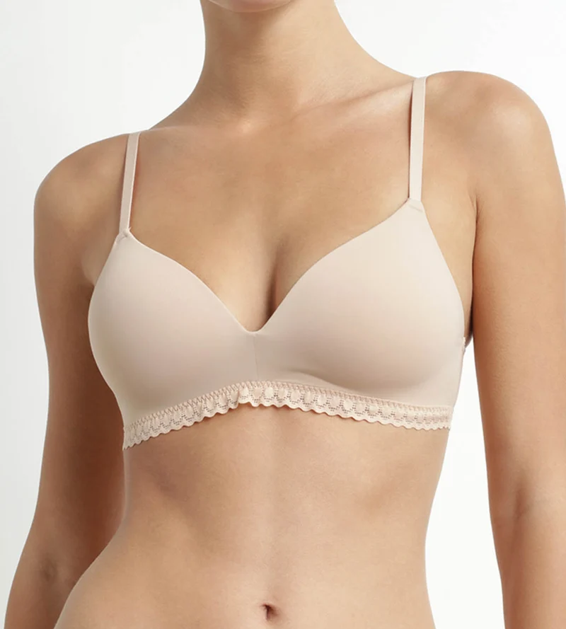 Hautfarbener Padded Triangel-BH ohne Bügel – Daily Micro