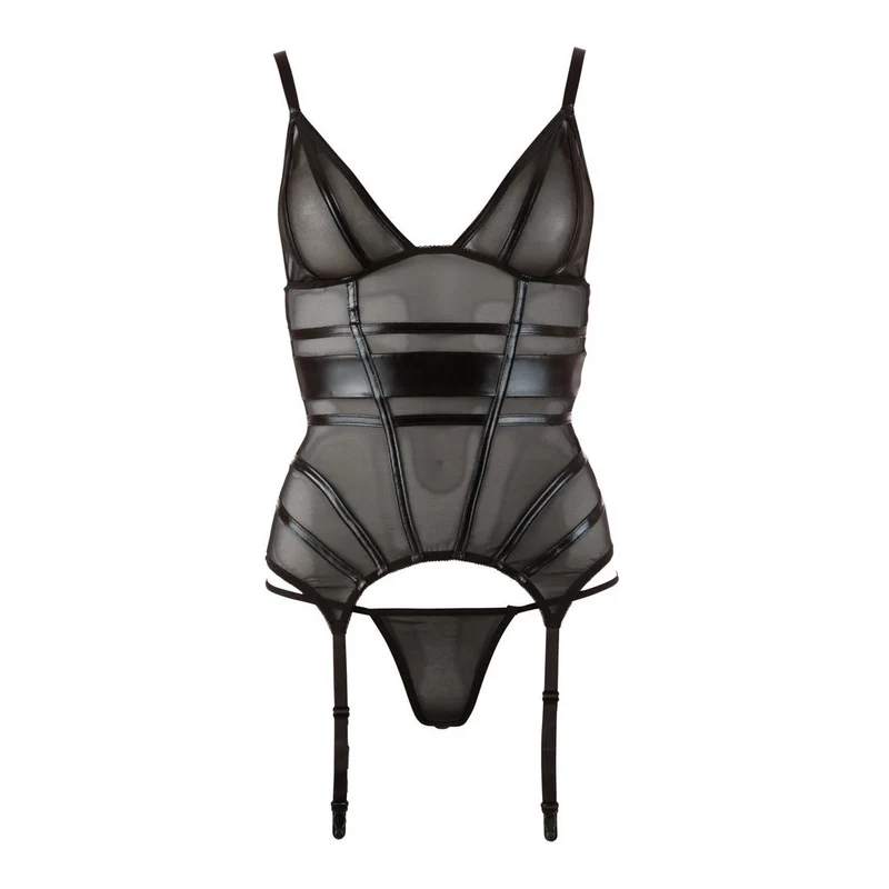 Strapshemd Set M - XL Wetlook mit Netz "Traci"
