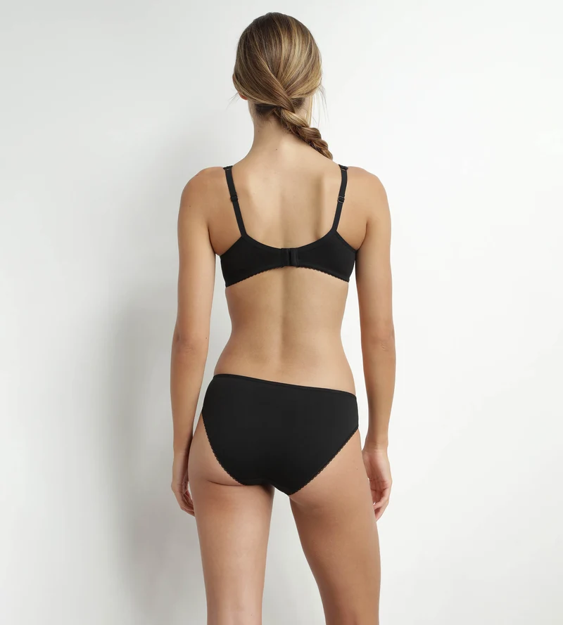 Schwarzer Mikrofaser–Slip mit Tülleinsätzen – Generous