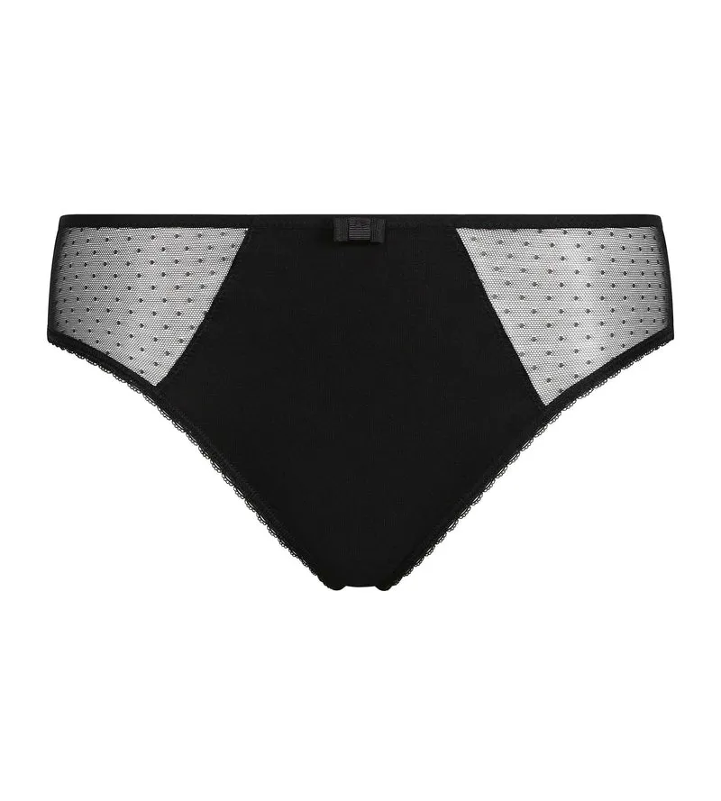 Schwarzer Mikrofaser–Slip mit Tülleinsätzen – Generous