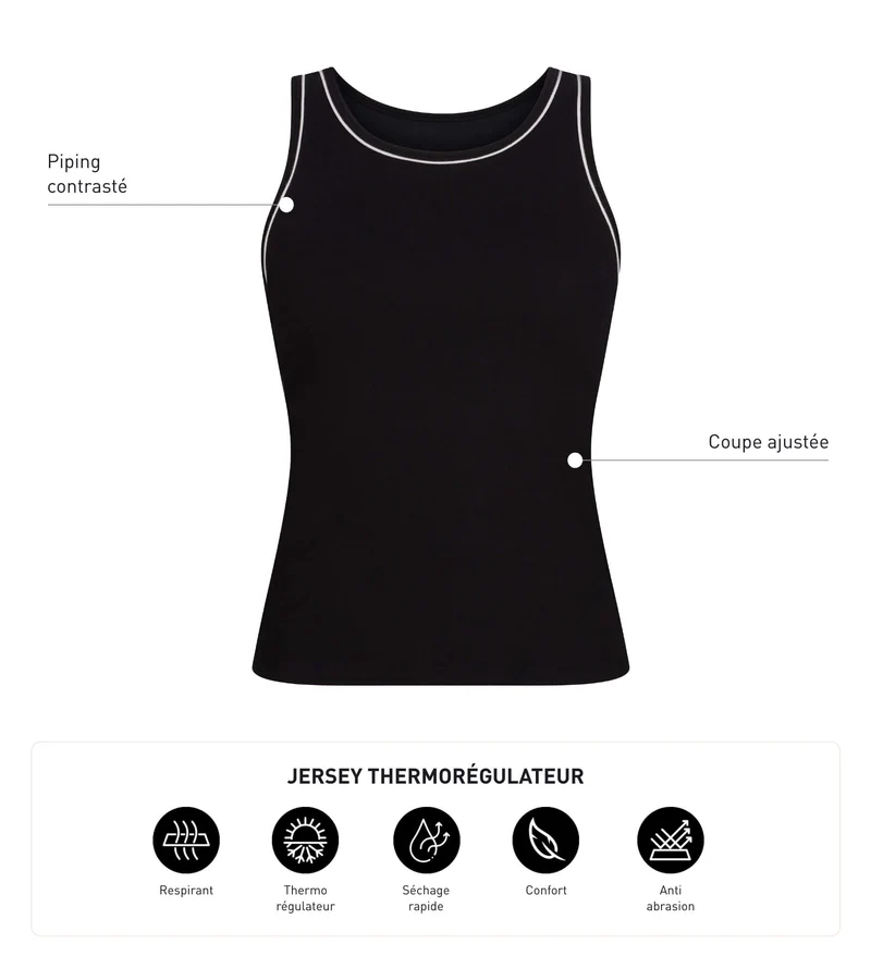 Thermoregulierendes Sport-Tanktop für Damen aus Jersey Black Dim Move