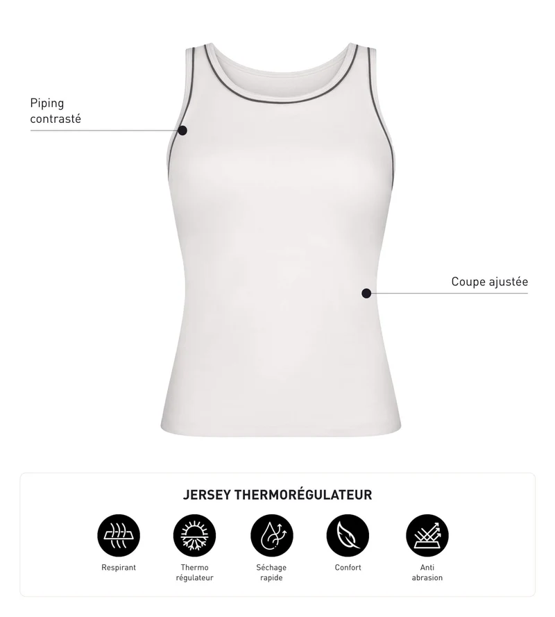 Thermoregulierendes Sport-Tanktop für Damen aus Ecru-Jersey Dim Move