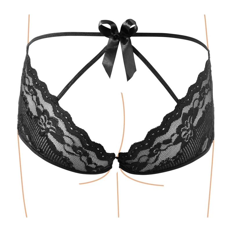 Damen Panty Spitze S-XL fast Pofrei mit großer Schleife "Taddea"