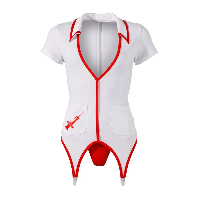 Krankenschwester Kostüm M-XL mit Strapse und Front-Zip "Catuja"