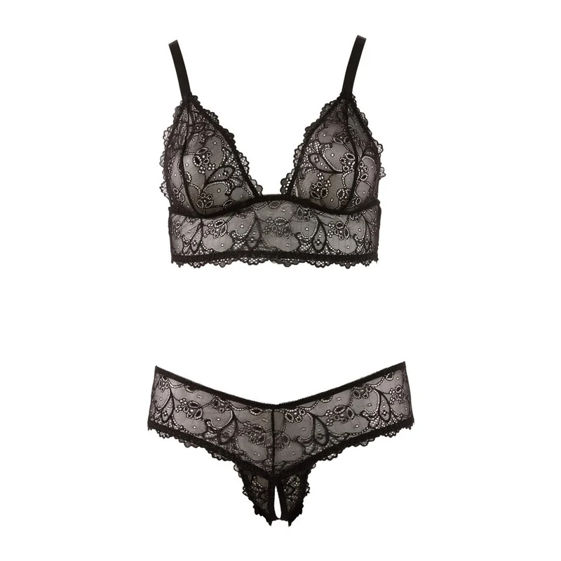 BH Set XL - 4XL aus Spitze, Schritt offen "Maya"