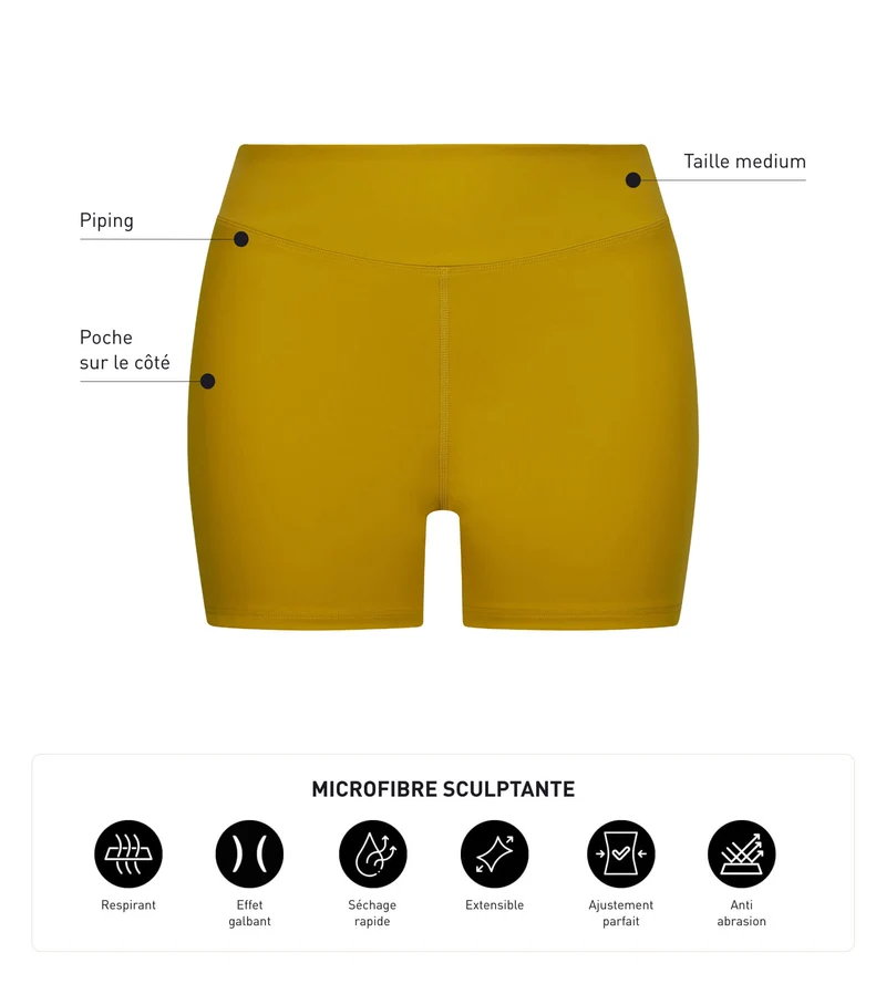 Sportshorts für Damen aus olivgrüner formender Mikrofaser Dim Move