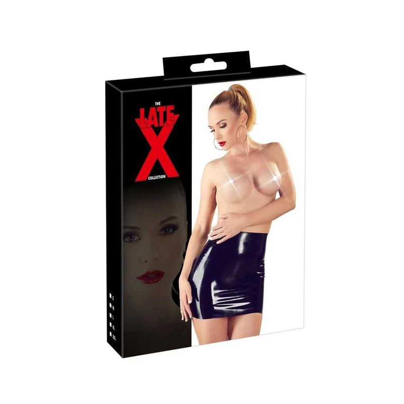 Latex Minirock für Damen - hauteng, glänzend, schwarz/rot