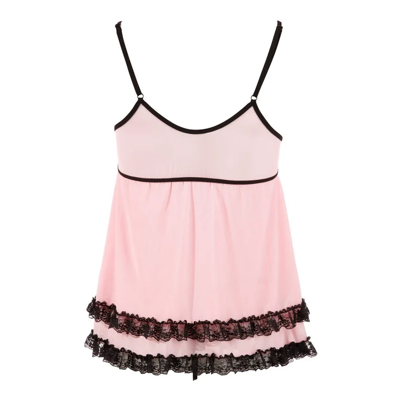 Babydoll rosa M-XXL doppellagig mit String "Estelle