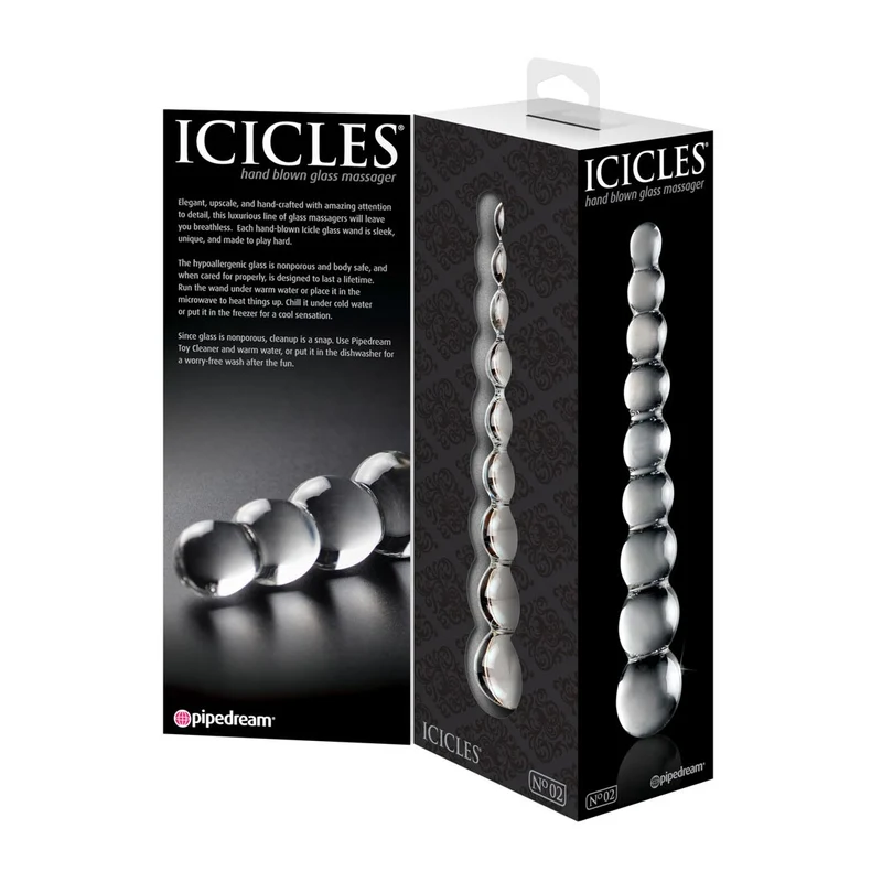 Icicles No. 2 Glas Dildo mit 9 Reizkugeln - 22,5 cm