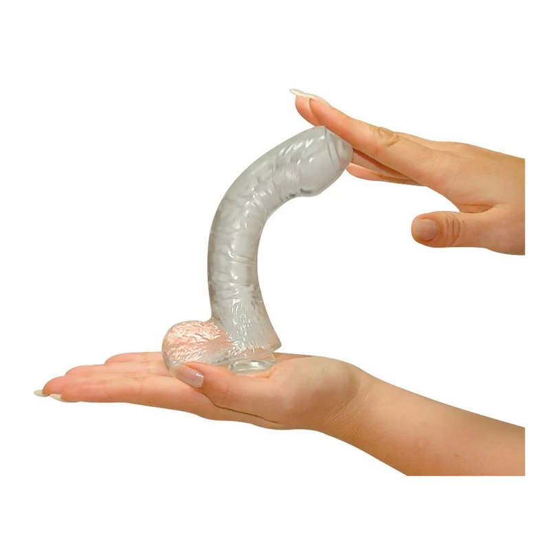 Schlanker Dildo Transparent mit Saugfuß - 17 cm