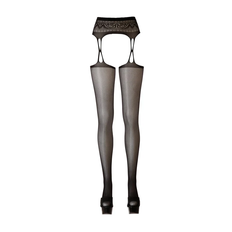 Straps-Strumpfhose S-XL Schritt ouvert mit Naht "Roberta"
