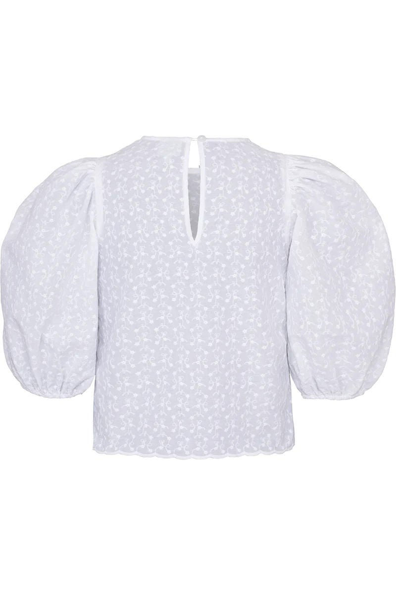Damen Trachten-Bluse kurz mit Puffärmeln
