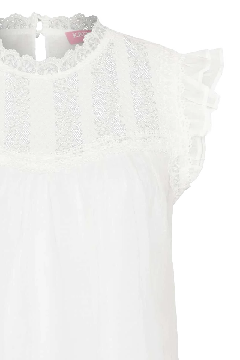 Trachtenbluse aus Baumwolle mit Spitze ohne Arm