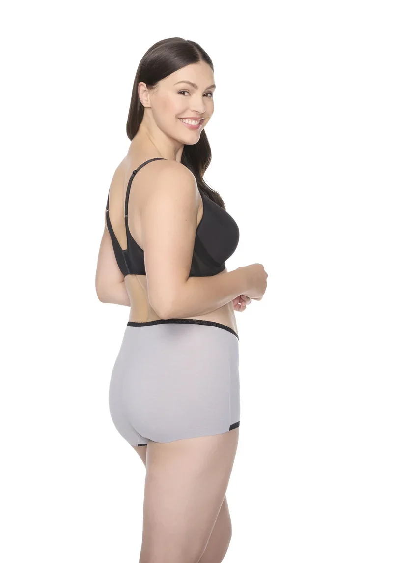 Naomi & Nicole Shapewear - Baumwolle mit Spitze Boyshort Ultimate Grey